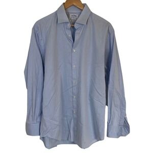 T.M.Lewin Classic Blue Men's Dress Shirt 100% Cotton Size 17 / 34½ Slim Fit